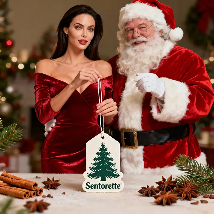 Odorizant auto personalizat cu esență Magia Crăciunului: aromă caldă și învăluitoare, cu note de condimente, citrice și dulciuri de sărbători, ideală pentru a crea o atmosferă festivă și primitoare la fiecare drum.﻿